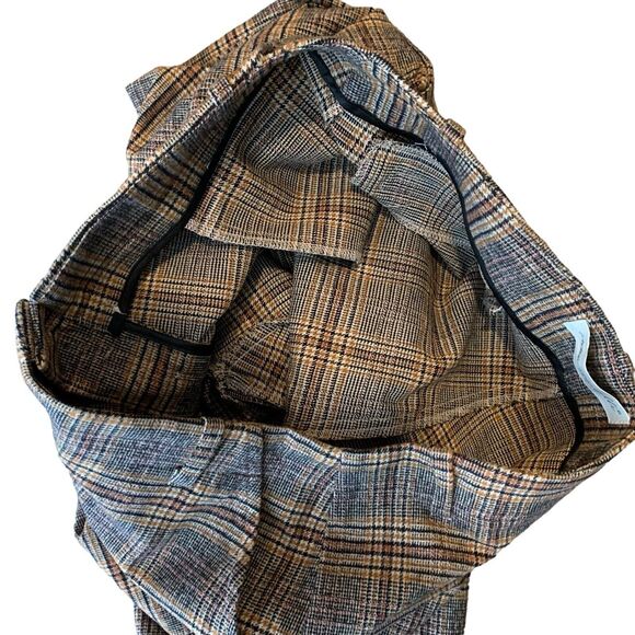Anna Seravalli Italy Glen Plaid Button Fly Pants Stretch Flannel Trouser 44 - Picture 9 of 11
